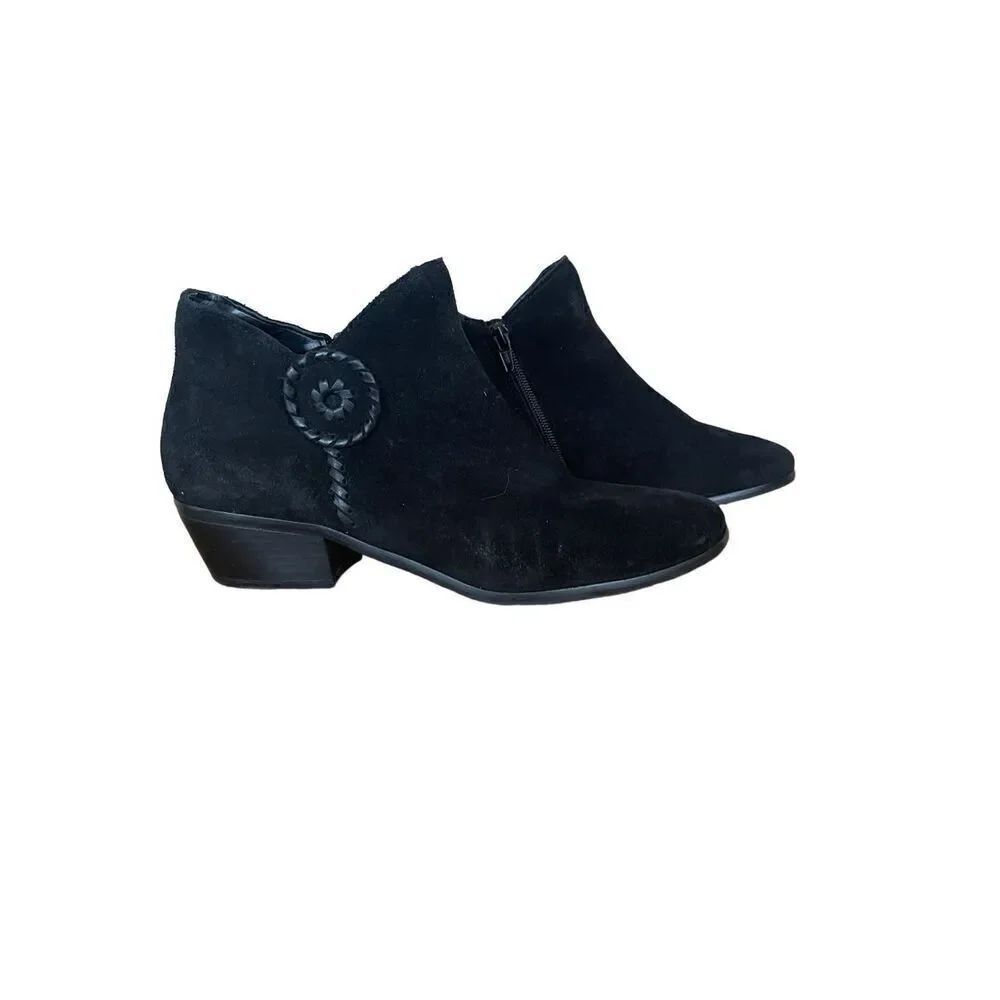 Jack Rogers Women's Black Suede Side Zip Ankle Length Booties Black Size 9M - Picture 4 of 11